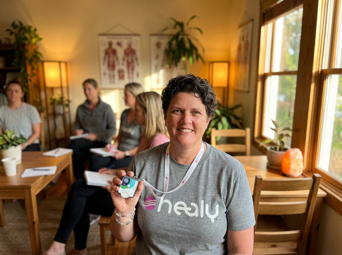 Silke Wismann mit Healy Frequenzgerät